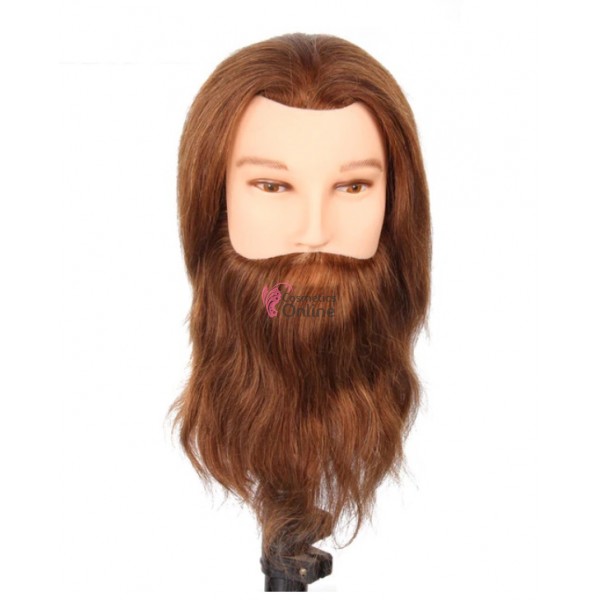 Cap de practica, manechin barbat cu barba, lungime 35 cm, BBH002 cu par natural